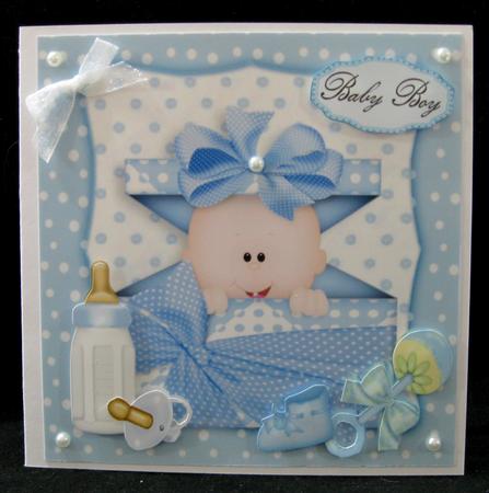 Cute Baby Boy in a Polka Dot Box 8x8 by Suzi Cooper
