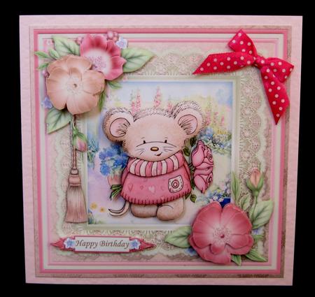 Maurice Mouse in the Garden 8x8 Mini Kit with Decoupage by Suzi Cooper