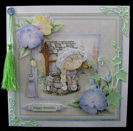 Izzy's Wishing Well in the Garden 8x8 Mini Kit & Decoupage by Suzi Cooper