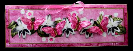 Cerise Black Butterfly Large Dl Decoupage Card & Env Kit by Suzi Cooper