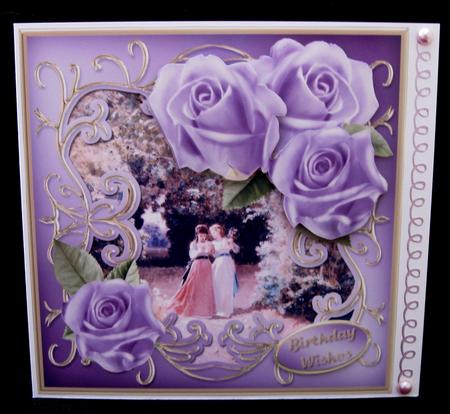 Roses in the Park Decoupage Card Front by Suzi Cooper