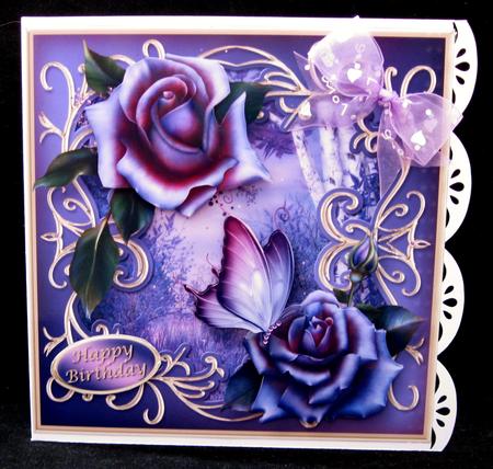 Roses in the Woodland Decoupage Card Front by Suzi Cooper