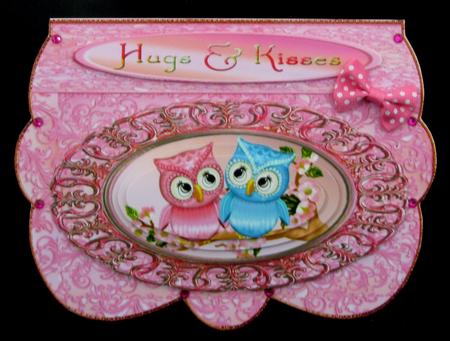 Owl Hugs & Kisses - Scalloped Oval Ironwork Pyramid by Suzi Cooper