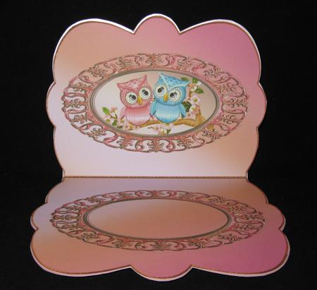 Owl Hugs & Kisses - Scalloped Oval Ironwork Insert by Suzi Cooper