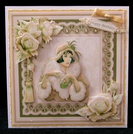Art Deco Lady in Mink 8x8 Mini Kit & Decoupage by Suzi Cooper