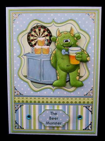 The Beer Monster Have One on Me! Card Topper & Decoupage by Suzi Cooper