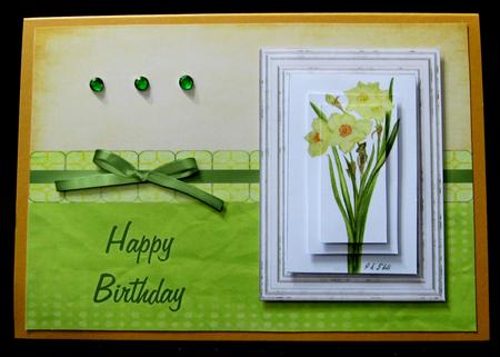 Daffodil Pyramage Birthday Card 2 - Peach & Pistachio by Suzi Cooper