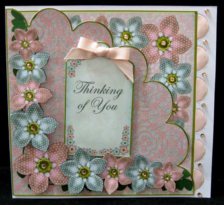 Pink Silver Fmk Corner 7in x 7in Square Insert Panel Sheet by Suzi Cooper