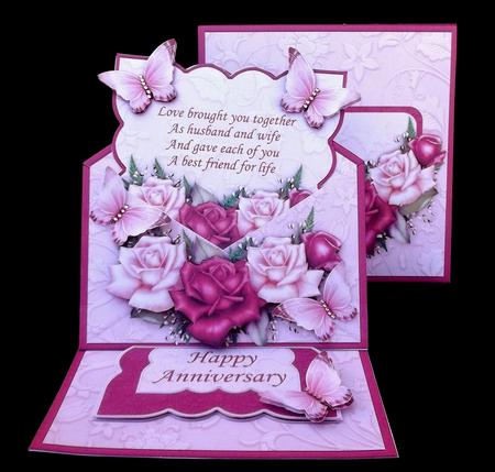 Pink Roses Envelope Easel Kit Birthday or Anniversary by Suzi Cooper