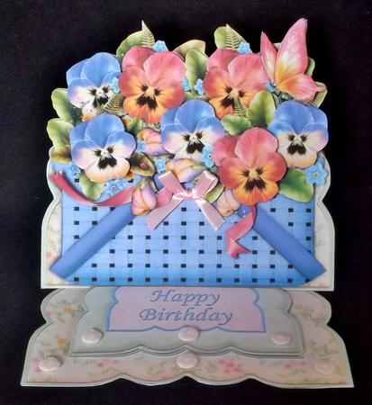 Pansy Basket Easel Card Kit by Suzi Cooper