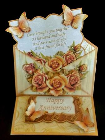 Golden Roses Envelope Easel Card Kit Birthday or Anniversary by Suzi Cooper