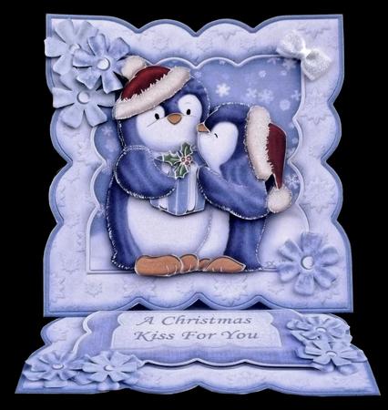 Christmas Kissing Penguins Easel Card Kit by Suzi Cooper