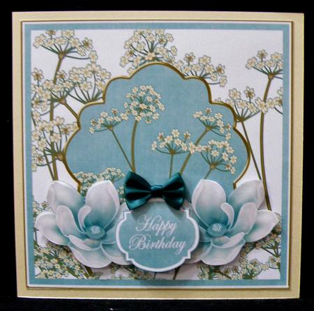 Teal Magnolia Happy Birthday 7in Time Flower Decou Topper by Suzi Cooper