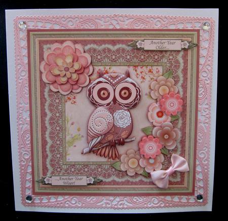 Peach Shabby Owl 8x8 Mini Kit & Decoupage by Suzi Cooper