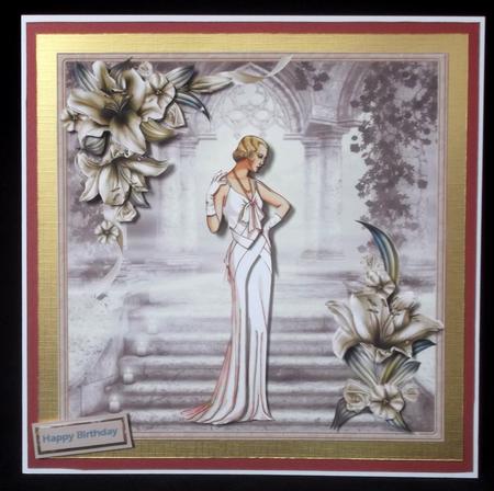 Lady in the Garden 8x8 Card and Decoupage Mini Kit by Suzi Cooper