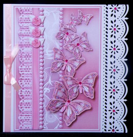 Pink Butterflies Pearls and Lace Decoupage by Suzi Cooper