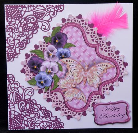 With Love on Your Birthday Purple Pansy Step by Step Topper by Suzi Cooper