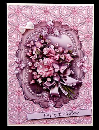 Vintage Pink Roses Bouquet in a Frame, Birthday, Decoupage Step by Step by Suzi Cooper