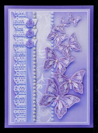 Lilac Butterflies Pearls and Lace Decoupage by Suzi Cooper