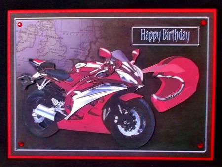 Red Motorbike Decoupage, Birthday, Passing Test by Suzi Cooper