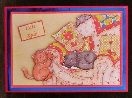 Cats Rule Card Front and Decoupage by Suzi Cooper