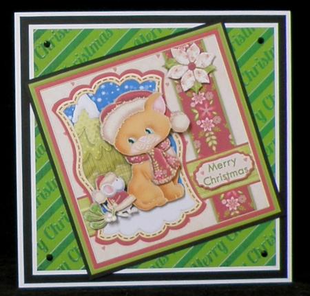 Christmas Mistletoe Cat & Mouse Decoupage by Suzi Cooper
