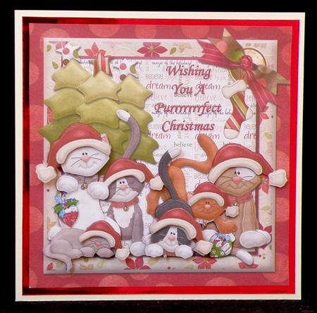 Cats in Santa's Hats Wish You a Purrrfect Christmas + Insert by Suzi Cooper