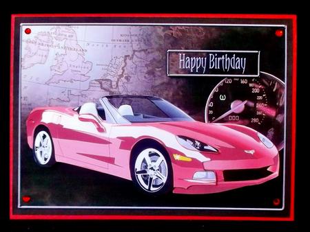 Red Sports Car Decoupage, Birthday, Driving Test by Suzi Cooper