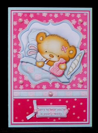 Poorly Teddy Get Well Soon Topper & Decoupage by Suzi Cooper