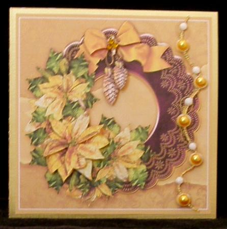 Gold Poinsettias 8in x 8in Decoupage by Suzi Cooper