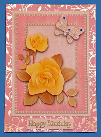 Lemon Rose in Pearl Edged Frame with Diamond Butterfly by Suzi Cooper
