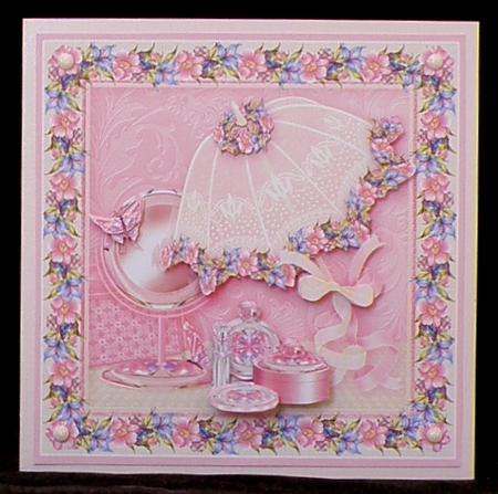 Girly Time with Lace Parasol 8in x 8in Decoupage by Suzi Cooper