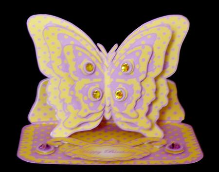 Layered Butterfly Easel - Lemon & Lilac Polka Dots by Suzi Cooper