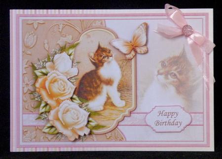 Vintage Kitten & Butterfly Card Topper & Decoupage by Suzi Cooper