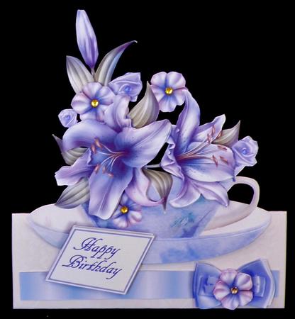 Teacups & Flowers Stand Alone Easel Kit - Silver Lilies by Suzi Cooper