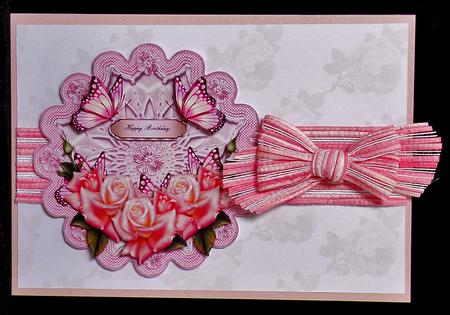 Faded Pink Roses with Green Leaves Backing Paper by Suzi Cooper