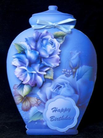 Pretty Pots Card Mini Kit - Blue Roses by Suzi Cooper