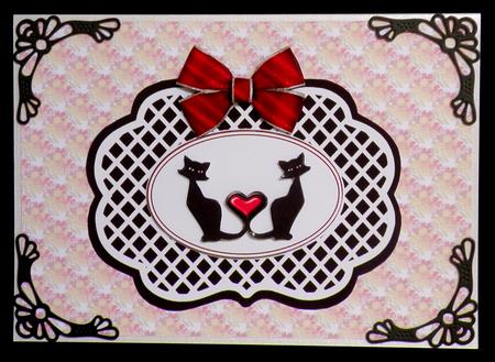 Love Cats Oval Decoupage Card Topper by Suzi Cooper