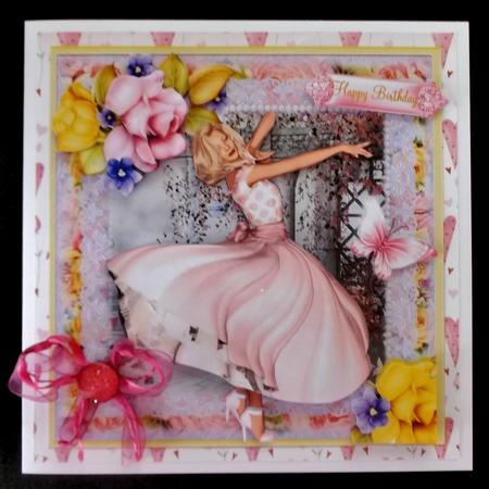 The Pink Floaty Dress Card Front Kit by Suzi Cooper