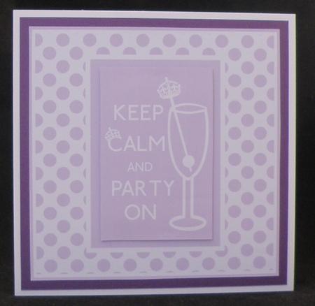 Keep Calm & Party on Lilac Birthday Card by Suzi Cooper