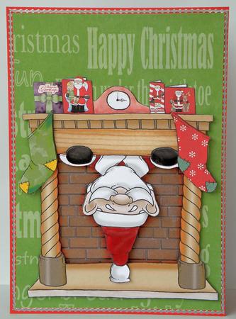Santa Doodles Down the Chimney Large Image by Suzi Cooper