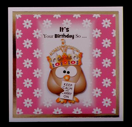 It's Your Birthday Keep Calm Owl - Pink by Suzi Cooper