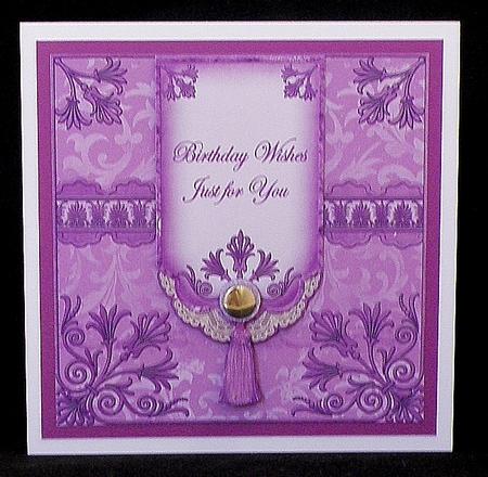 Lilac Birthday Wishes 7in Ornate Lace Tag Topper by Suzi Cooper