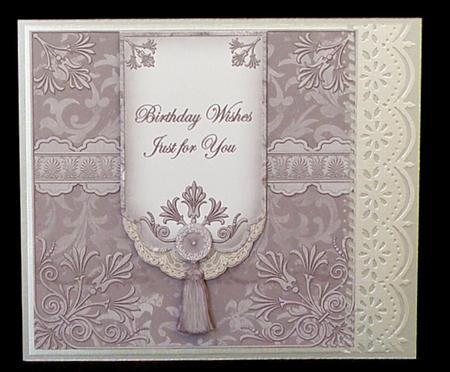Silver Birthday Wishes 7in Ornate Lace Tag Topper by Suzi Cooper