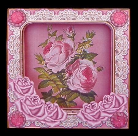 Pink Roses 7inch Vintage Tent Card Mini Kit by Suzi Cooper