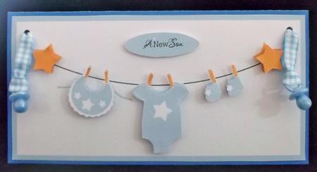Baby Boy Clothes Line Card by Suzi Cooper