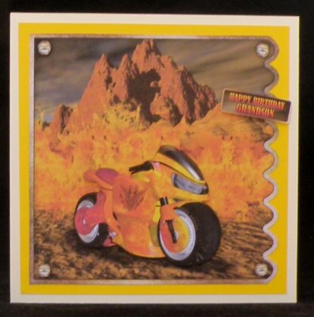 Scalloped Edge Motorcycle / Motorbike Quick Card by Suzi Cooper