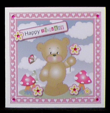 Teddy with Flower Birthday/get Well Card by Suzi Cooper