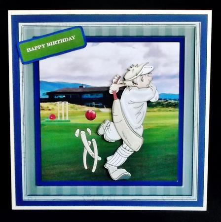 A Game of Cricket 7x7 Card with Decoupage by Suzi Cooper