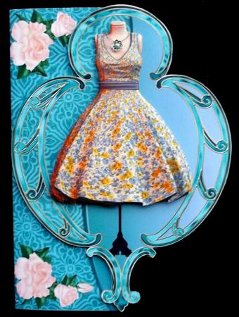 Summer Breeze - Art Deco Framed Dress Shaped Card Mini Kit by Suzi Cooper